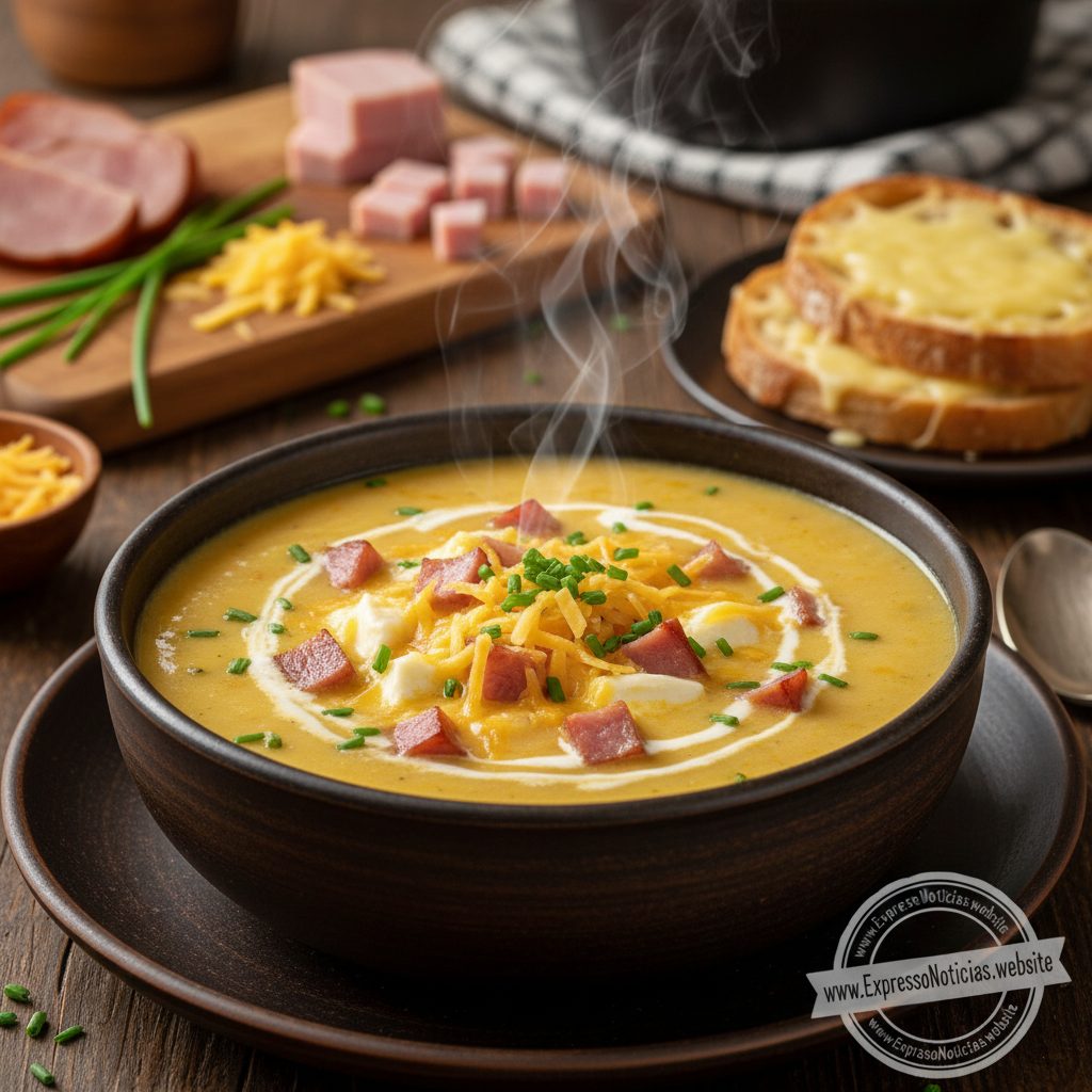Sopa Cremosa de Presunto e Queijo