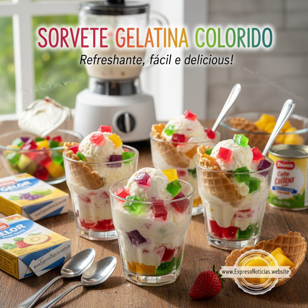 Sorvete de Gelatina Colorido e Refrescante