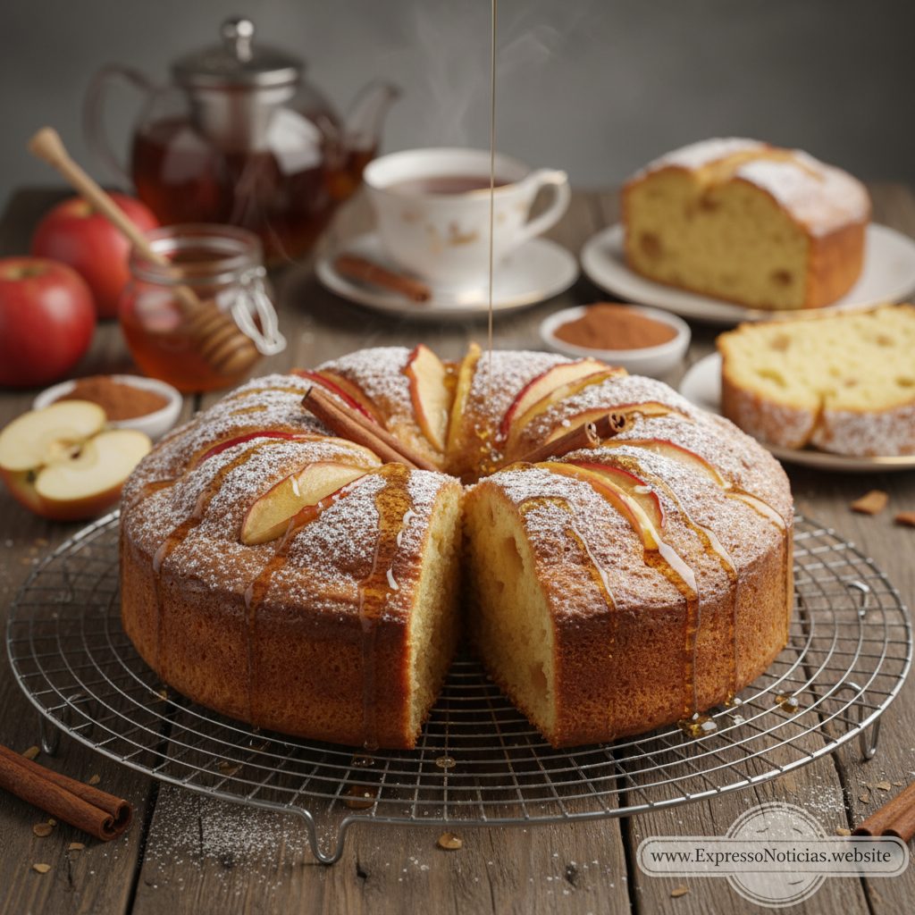 Bolo de Iogurte de Mel com Maçã e Canela