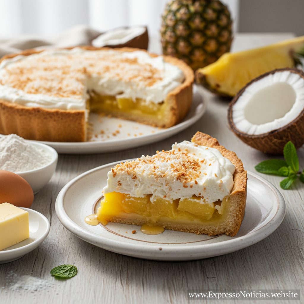 Torta de Abacaxi com Coco Cremosa e Fácil