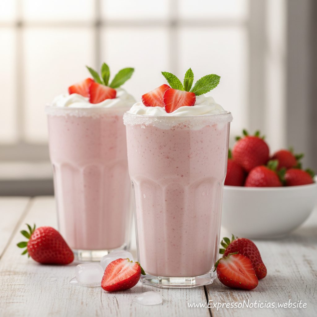 Batida Refrescante de Morango Sem Álcool
